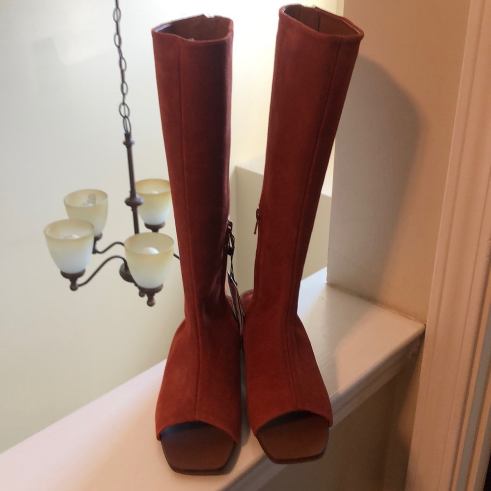 Rust Peep Toe Boots